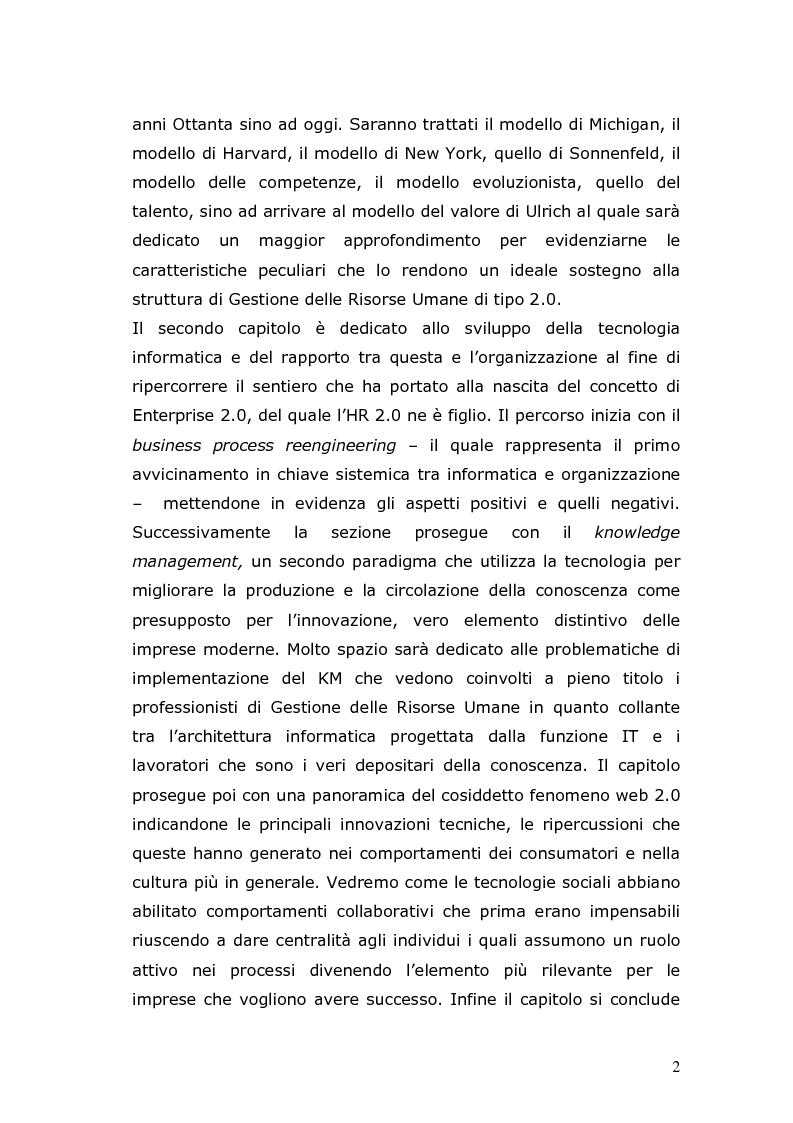 Anteprima della tesi: HR 2.0: strumenti e tecniche per la gestione delle risorse umane, Pagina 3