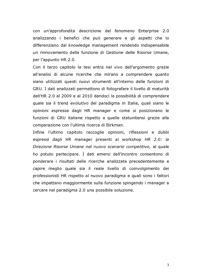 Anteprima della tesi: HR 2.0: strumenti e tecniche per la gestione delle risorse umane, Pagina 4