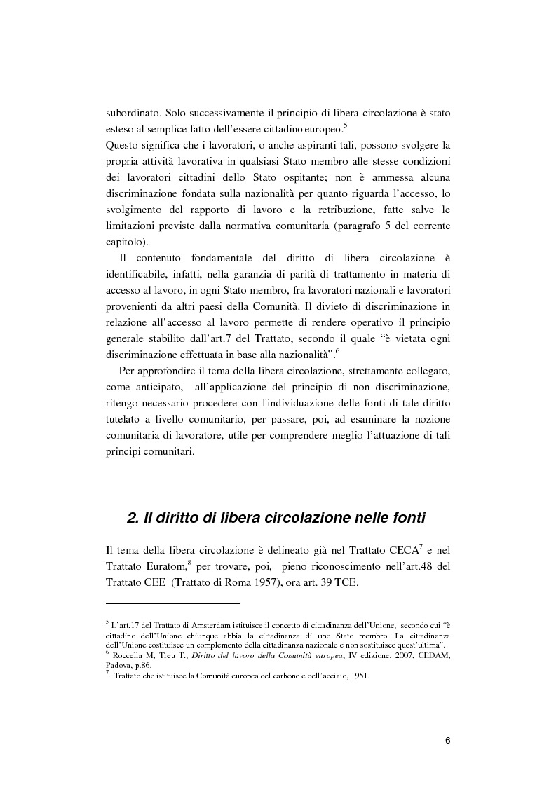 Anteprima della tesi: La libera circolazione degli sportivi nell'Unione europea. Da Bosman alla ''home grown players rule''., Pagina 7