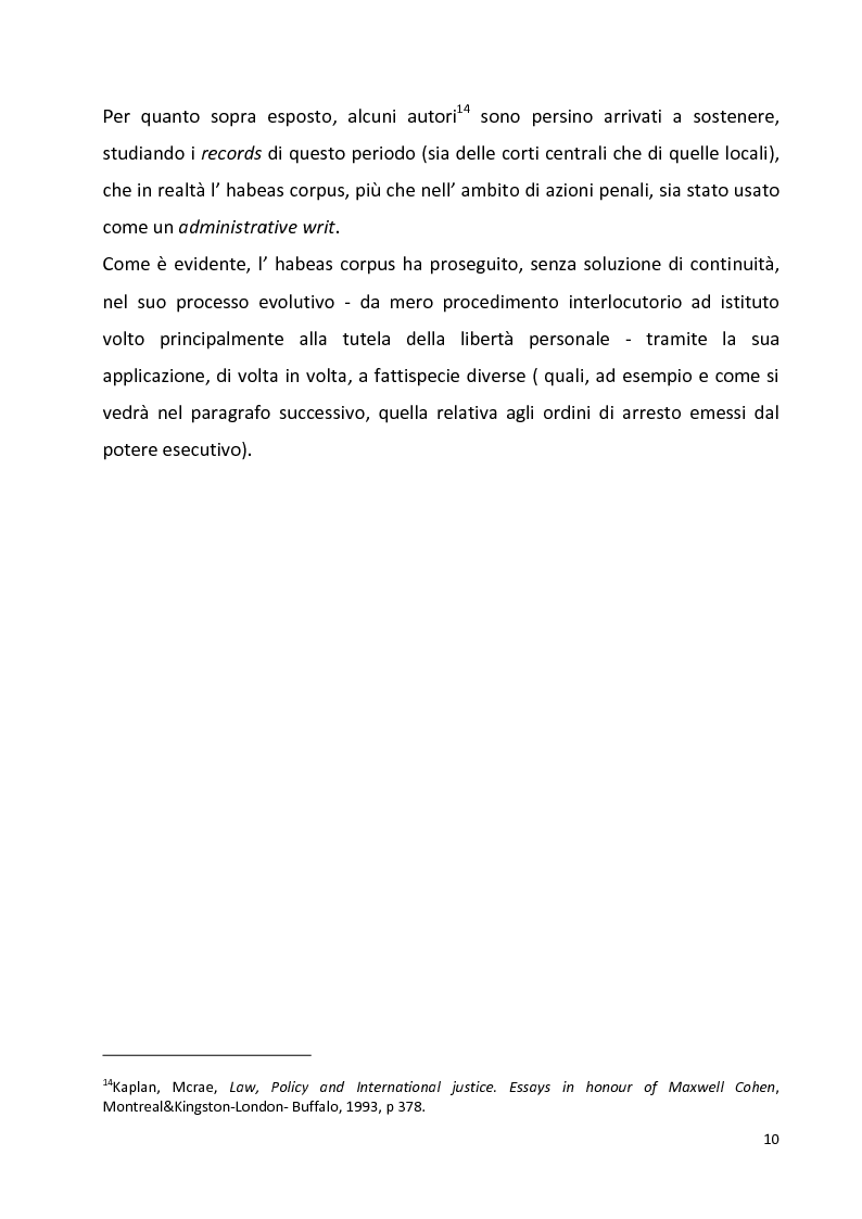 Anteprima della tesi: L'Habeas Corpus nell'ordinamento del Regno Unito: un baluardo a difesa della libertà personale, dai primordi all'avvento della Cedu, Pagina 7