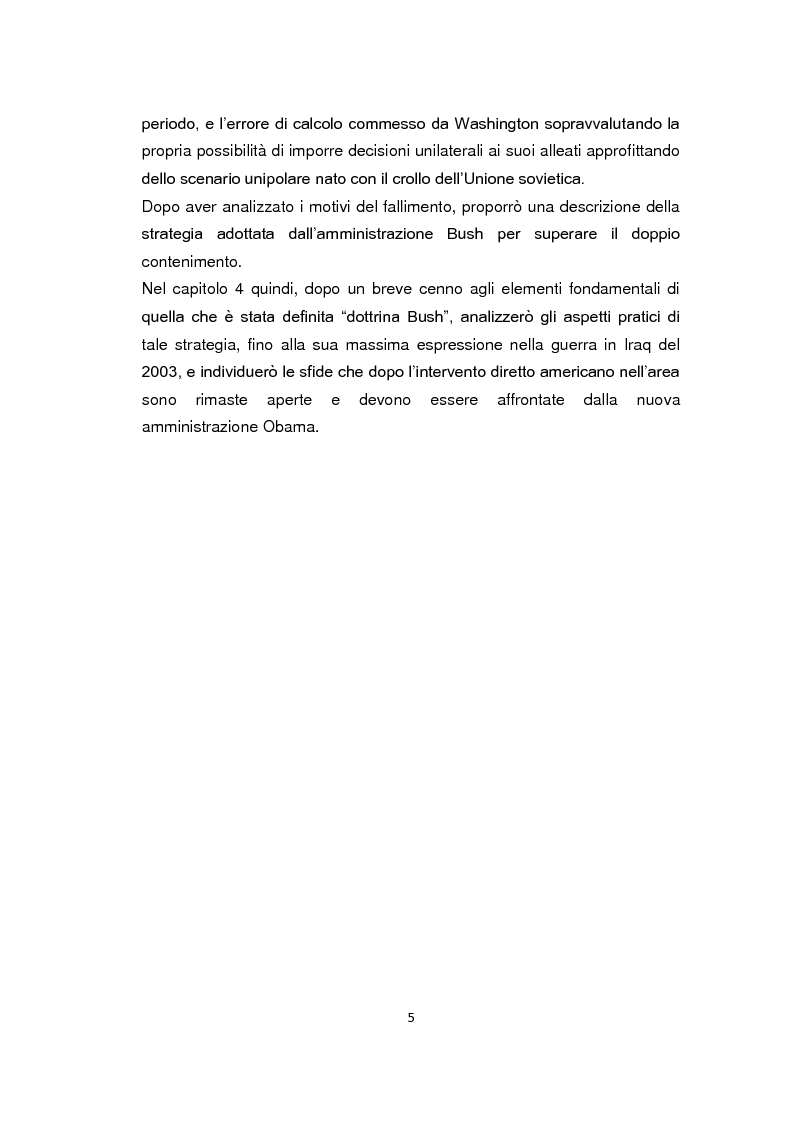 Anteprima della tesi: La strategia americana nell'area del Golfo: analisi e critica del doppio contenimento di Iraq e Iran, Pagina 4