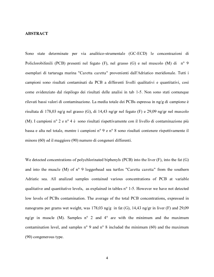 Anteprima della tesi: Caratterizzazione quali-quantitativa dei PoliCloroBifenili in tessuti di ''Caretta caretta'', Pagina 3