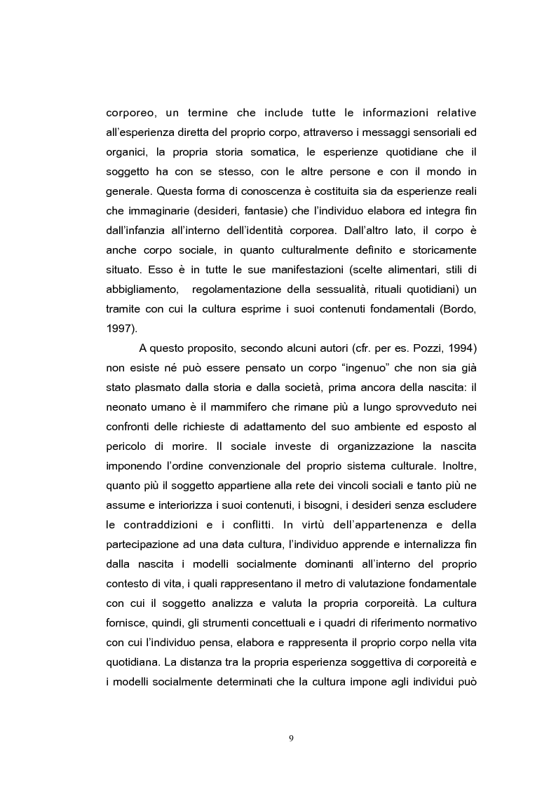 Anteprima della tesi: Corpo, modelli estetici e disturbi del comportamento alimentare. Un’interpretazione socioculturale., Pagina 7