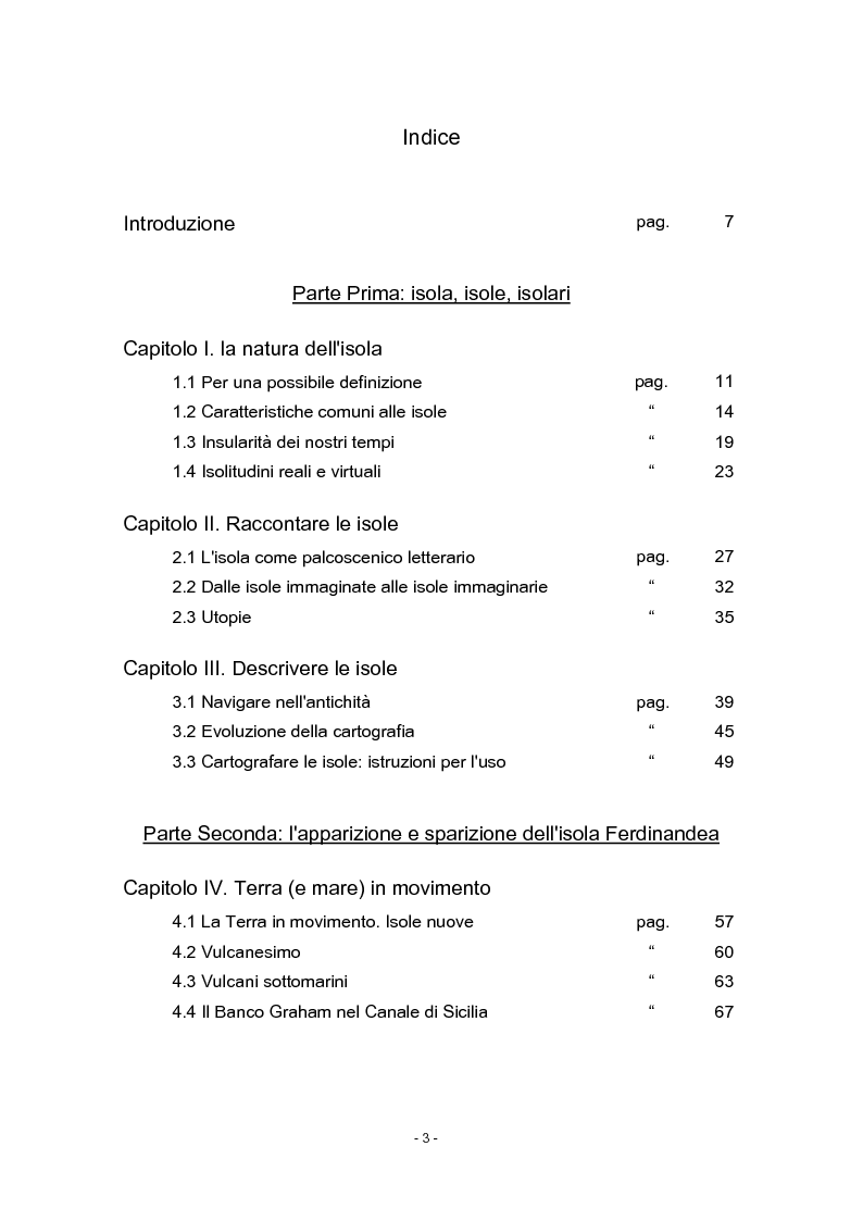 Indice della tesi: Sulla natura delle isole: il caso di Ferdinandea, Pagina 1