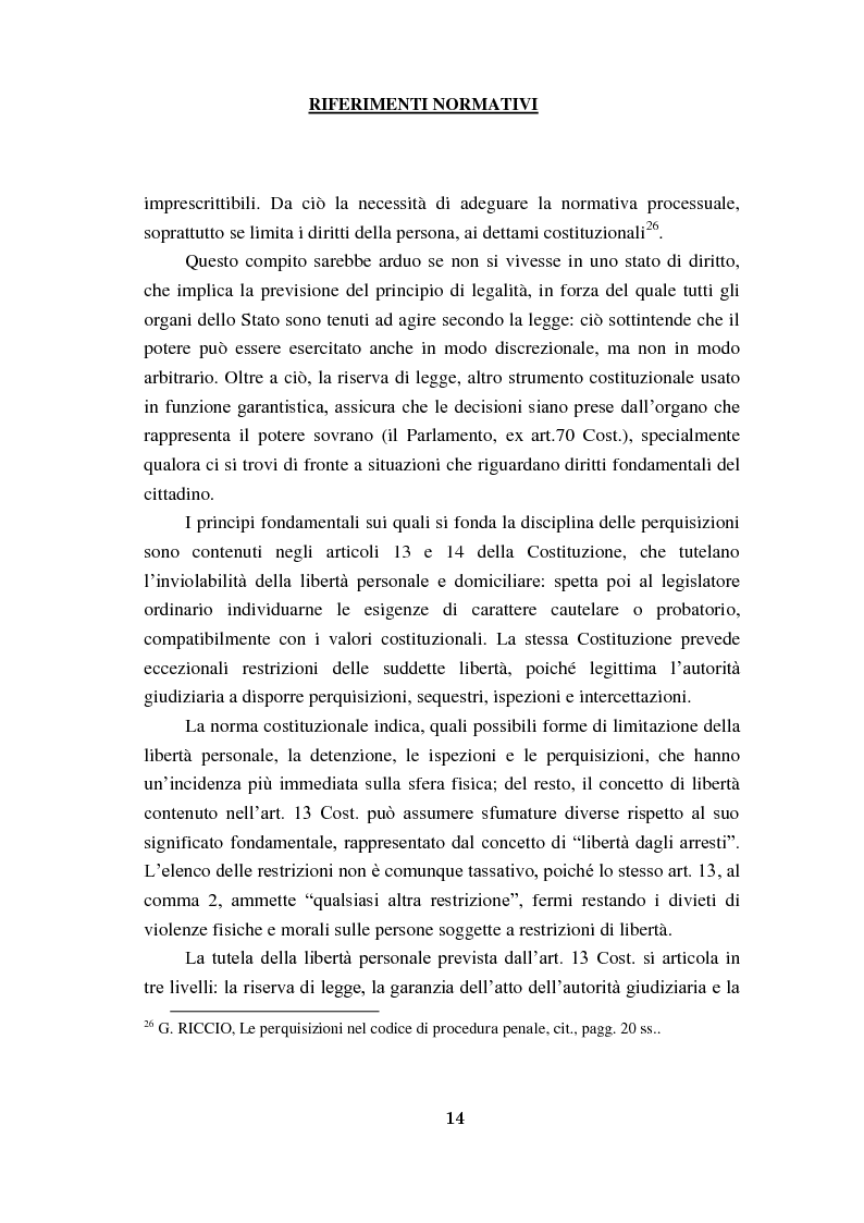 Estratto dalla tesi: Le perquisizioni nel procedimento e nel processo