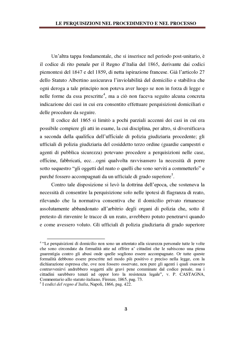 Anteprima della tesi: Le perquisizioni nel procedimento e nel processo, Pagina 4