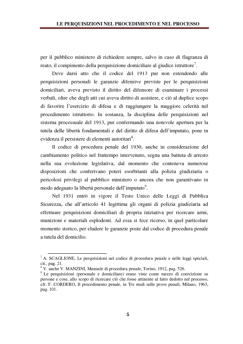 Anteprima della tesi: Le perquisizioni nel procedimento e nel processo, Pagina 6