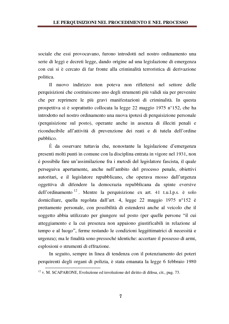 Anteprima della tesi: Le perquisizioni nel procedimento e nel processo, Pagina 8