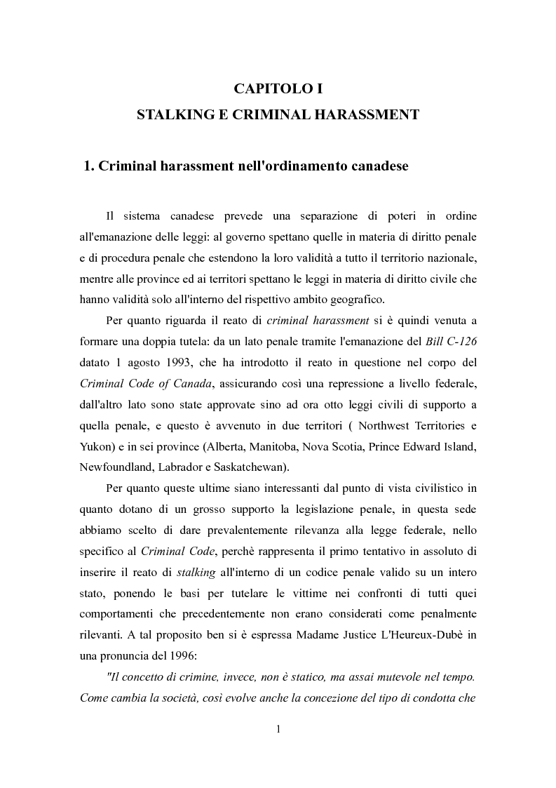 Anteprima della tesi: Lo stalking nell'esperienza penale del Nord America, Pagina 12