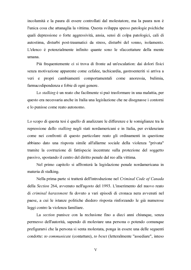 Anteprima della tesi: Lo stalking nell'esperienza penale del Nord America, Pagina 6
