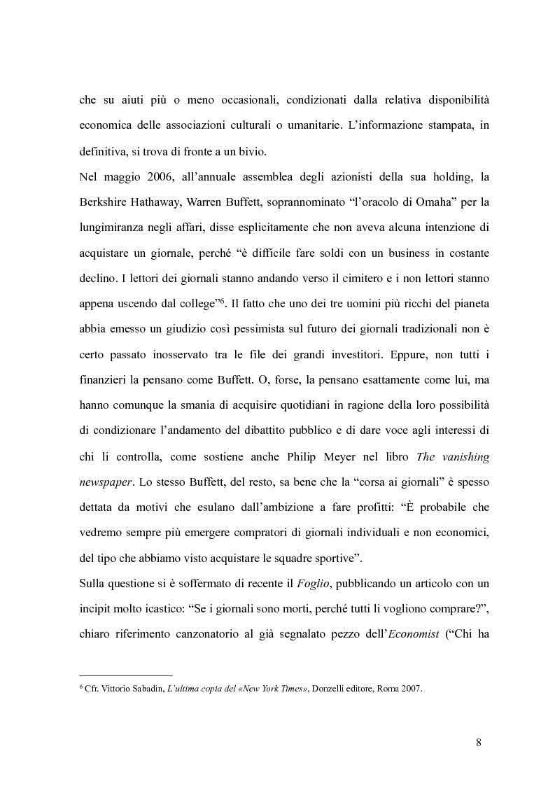 Anteprima della tesi: Esame di Internet per l'impero di carta. Le strategie dei giornali per evitare il naufragio, Pagina 9