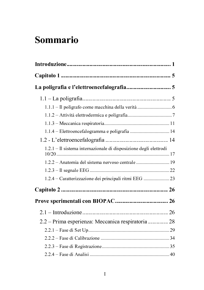 Indice della tesi: Estrazione dei ritmi cerebrali da tracciati EEG mediante analisi alle componenti indipendenti, Pagina 1