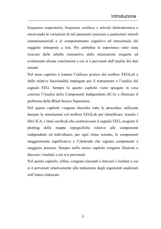 Anteprima della tesi: Estrazione dei ritmi cerebrali da tracciati EEG mediante analisi alle componenti indipendenti, Pagina 4