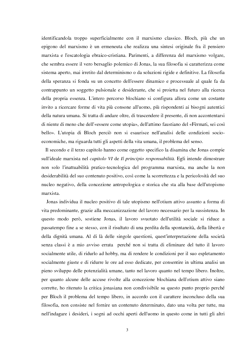 Anteprima della tesi: Il problema dell'utopia: Jonas critico di Bloch, Pagina 3