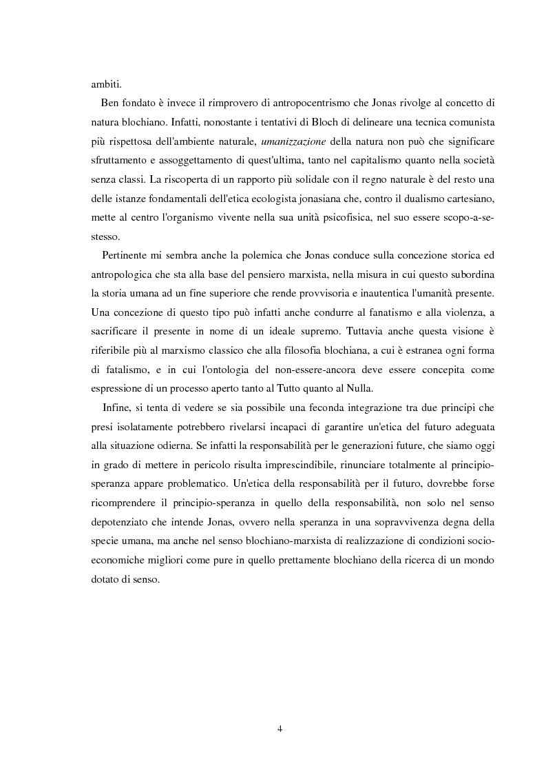 Anteprima della tesi: Il problema dell'utopia: Jonas critico di Bloch, Pagina 4