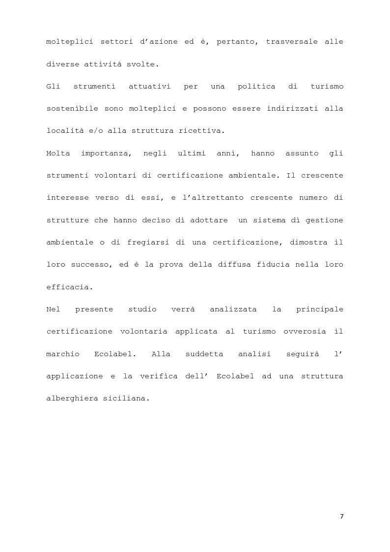 Anteprima della tesi: Etichettatura ecologica nel settore turistico: l'ecolabel in una struttura ricettiva, Pagina 6