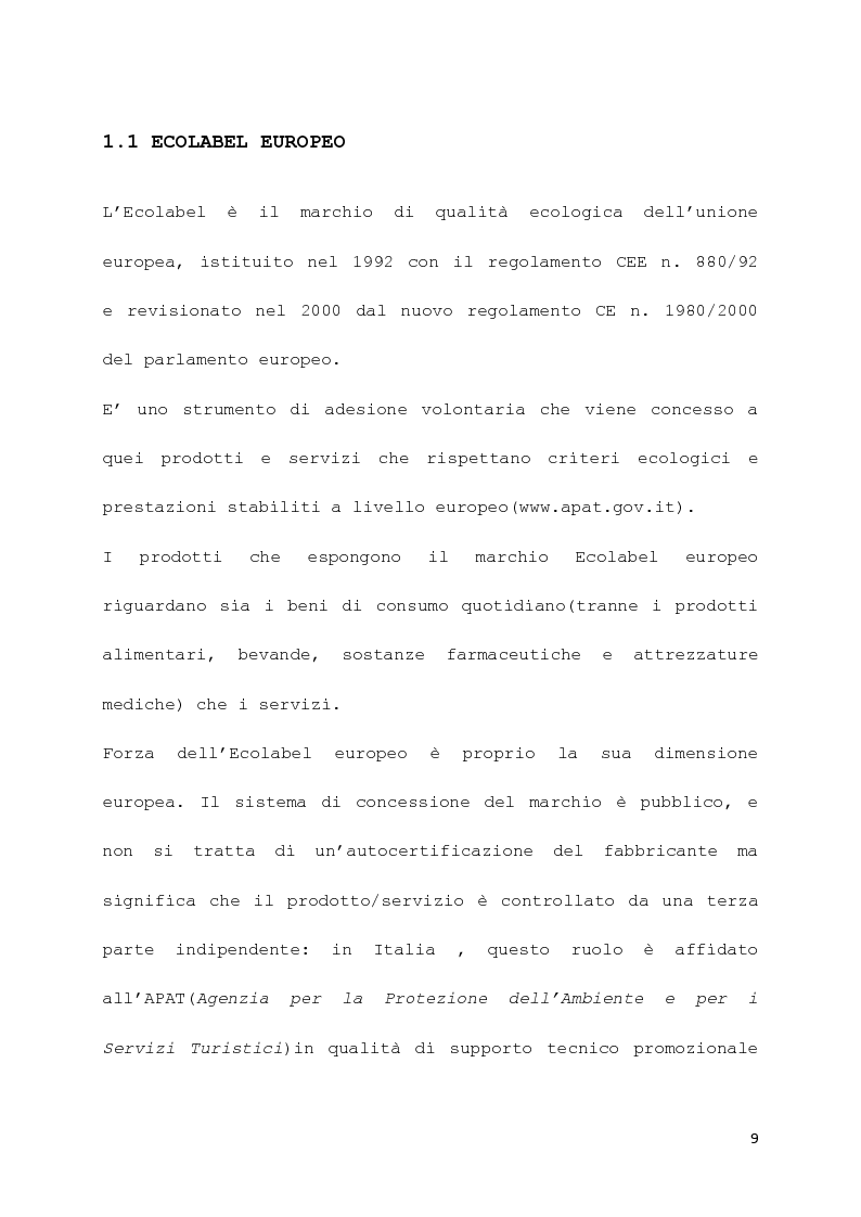 Anteprima della tesi: Etichettatura ecologica nel settore turistico: l'ecolabel in una struttura ricettiva, Pagina 8