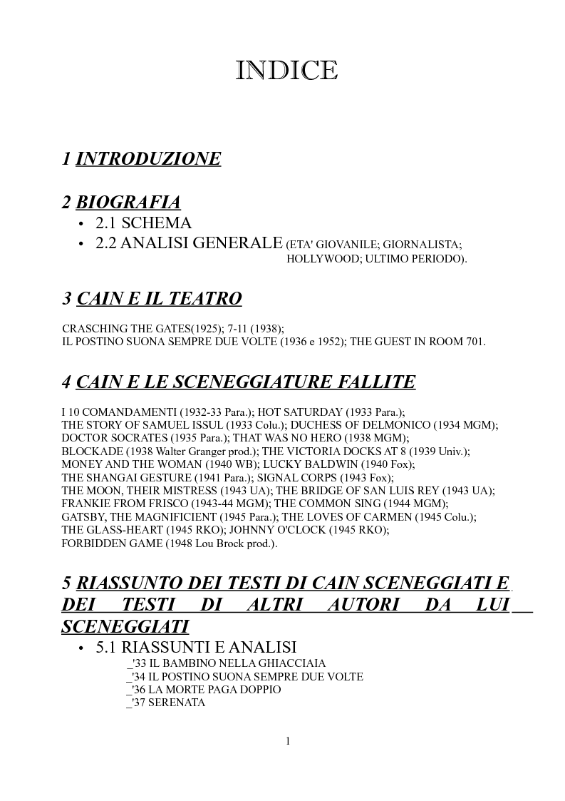 Indice della tesi: James M. Cain e il cinema, Pagina 1