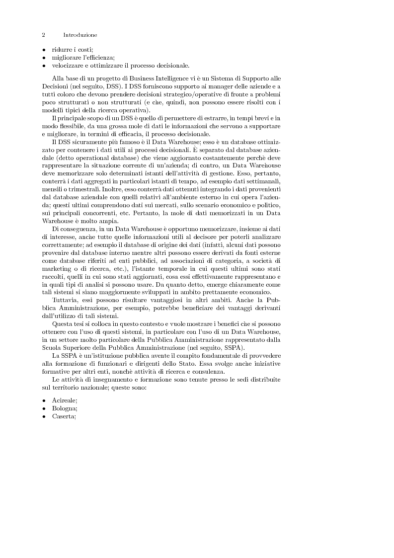 Anteprima della tesi: Progettazione e realizzazione di un Data Warehouse per l'estrazione di conoscenza in merito alle attività di formazione avanzata della Scuola Superiore della Pubblica Amministrazione, Pagina 3