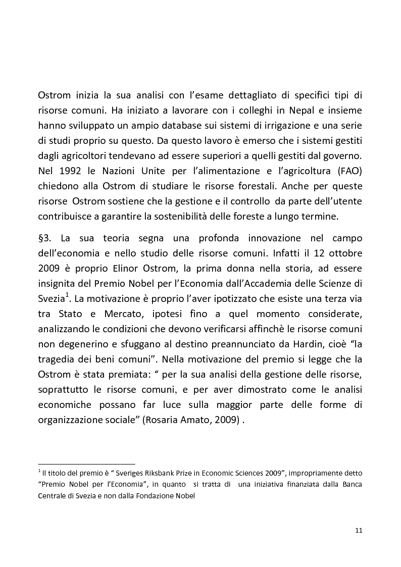 Estratto dalla tesi: Il problema delle risorse comuni nel pensiero di Elinor Ostrom