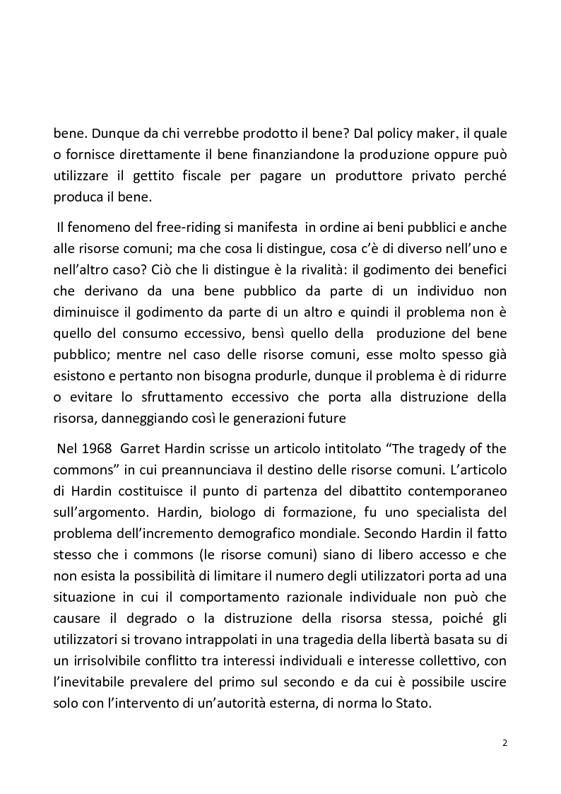 Anteprima della tesi: Il problema delle risorse comuni nel pensiero di Elinor Ostrom, Pagina 3