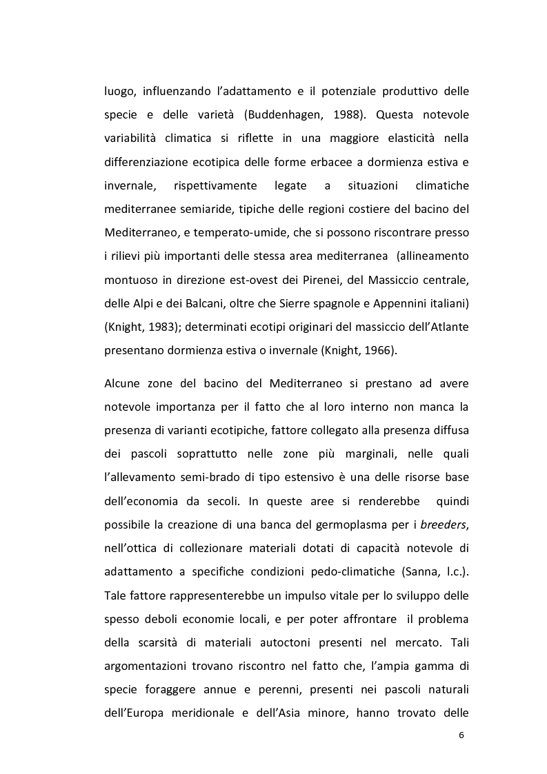 Anteprima della tesi: Variabilità dei caratteri morfologici e agronomici di popolazioni sardo-corse di Lolium perenne L., Pagina 6