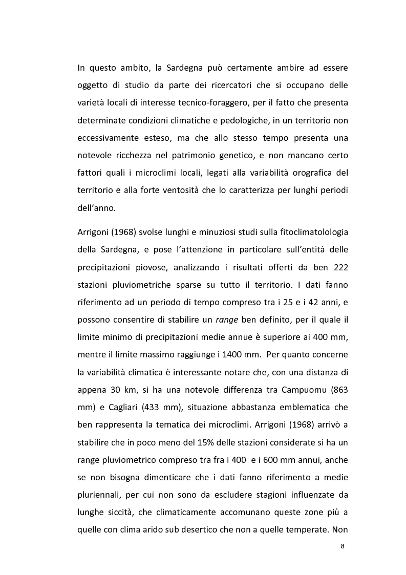 Anteprima della tesi: Variabilità dei caratteri morfologici e agronomici di popolazioni sardo-corse di Lolium perenne L., Pagina 8