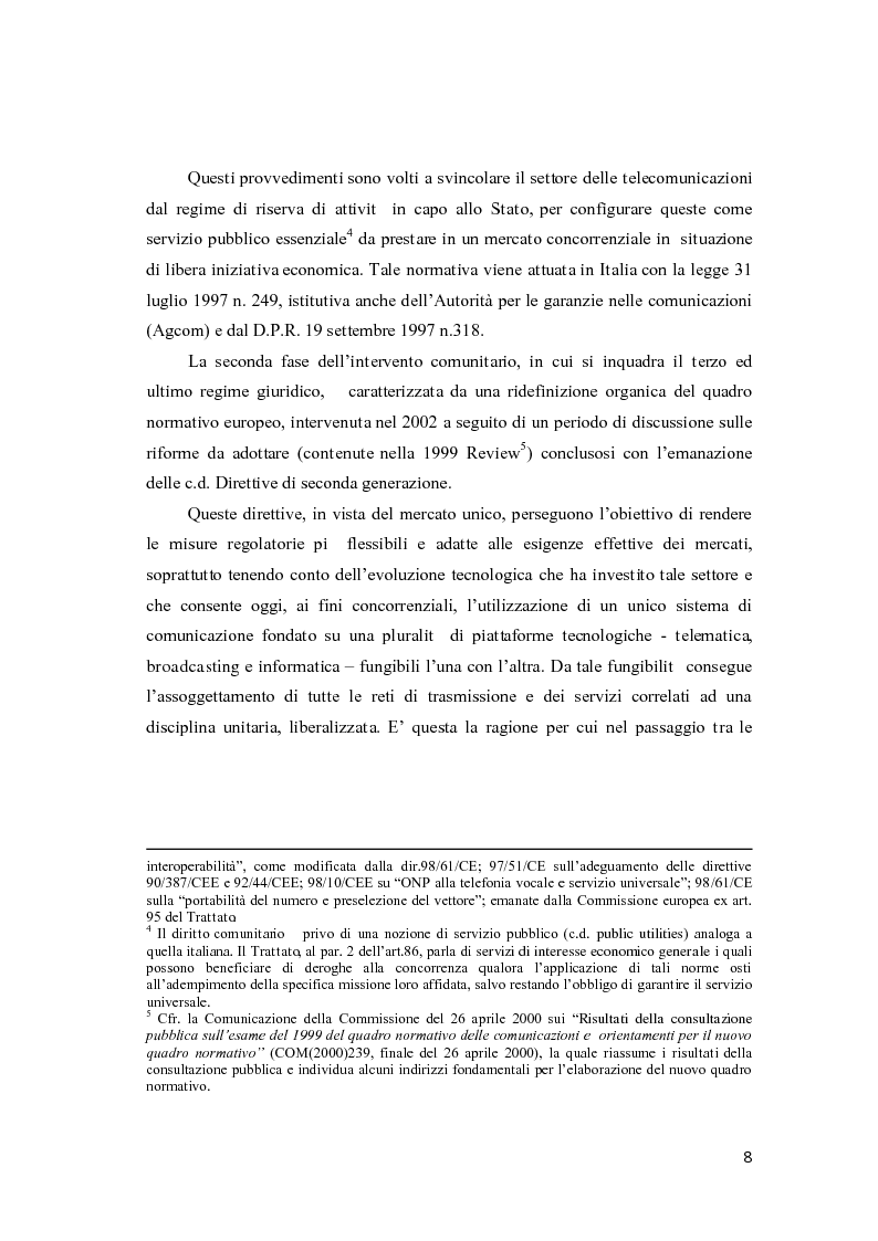 Anteprima della tesi: L'accesso e l'interconnessione alle reti di comunicazione elettronica, Pagina 3