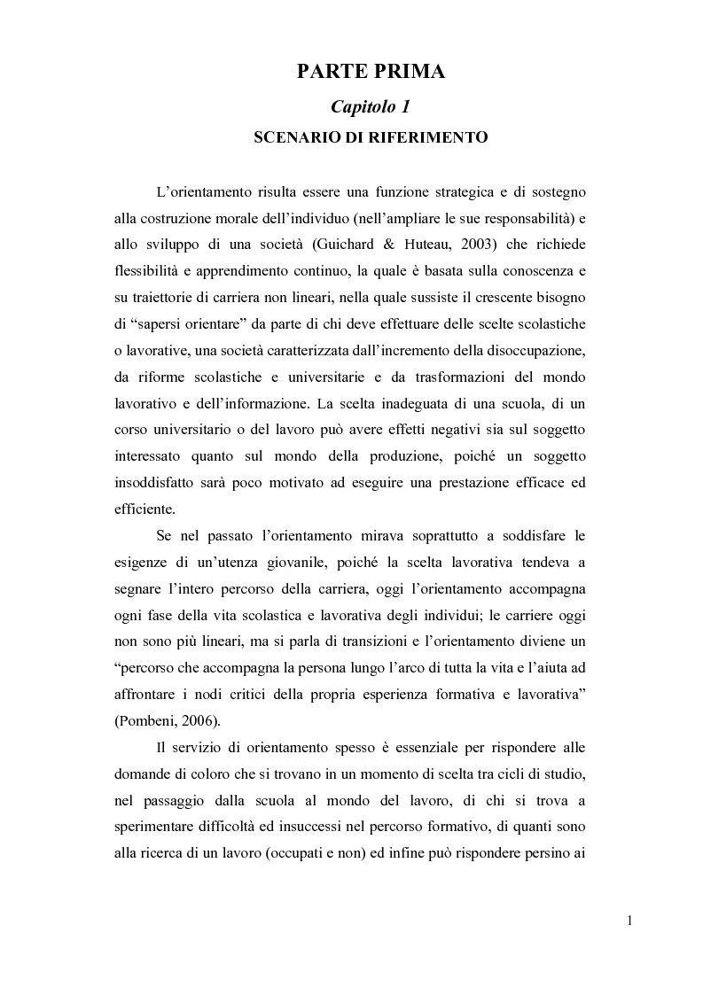 Anteprima della tesi: Bisogni, conoscenze e capacità nella costruzione del profilo professionale degli orientatori. Un'indagine nella regione Marche., Pagina 5