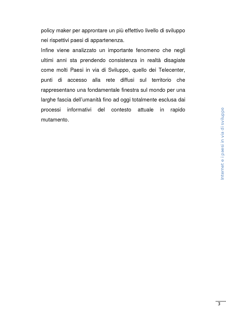 Anteprima della tesi: Internet e i paesi in via di sviluppo, Pagina 3
