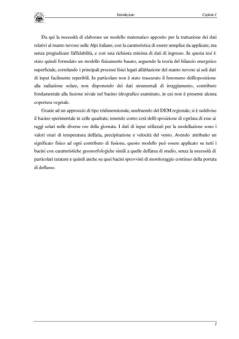 Anteprima della tesi: Elaborazione di un modello di fusione nivale per bacini alpini d’alta quota., Pagina 4
