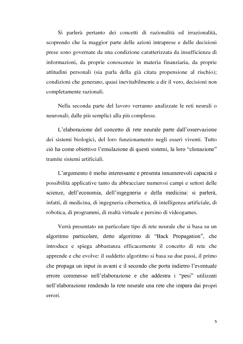 Anteprima della tesi: Reti neurali e finanza comportamentale, Pagina 4