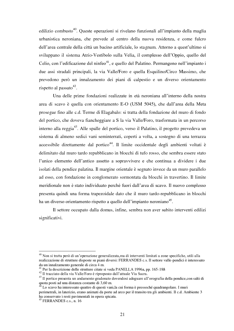 Estratto dalla tesi: Le pendici nord-orientali del Palatino tra tarda antichità ed età moderna (Ambiente 2). Contesti, stratigrafia, storia