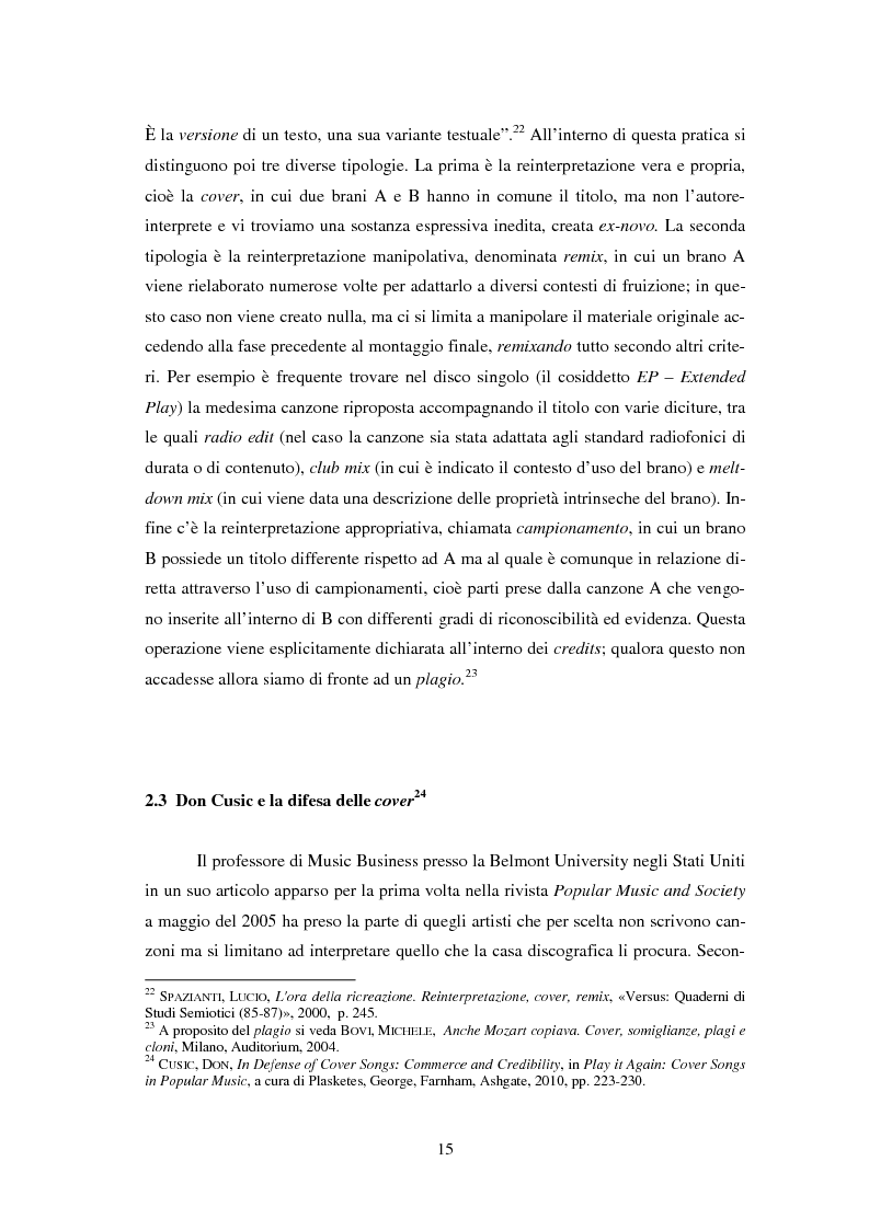 Anteprima della tesi: 100 partite sopra l'arcobaleno: uno studio sul fenomeno cover nella popular music, Pagina 12