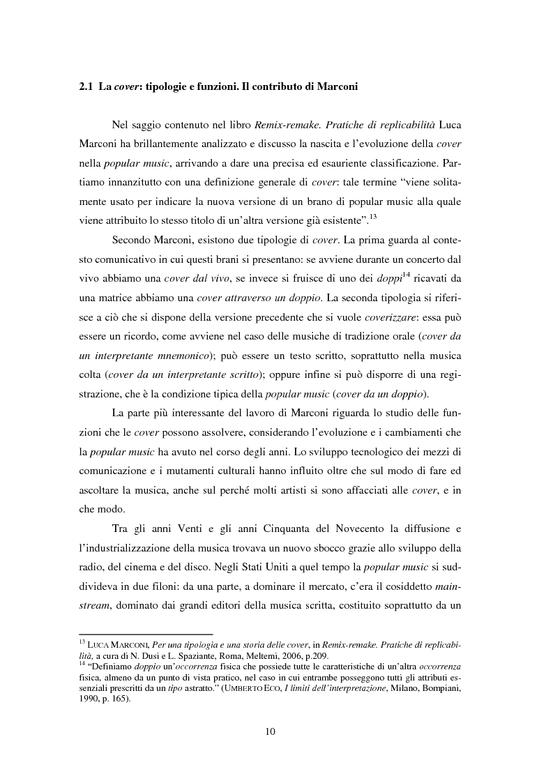 Anteprima della tesi: 100 partite sopra l'arcobaleno: uno studio sul fenomeno cover nella popular music, Pagina 7