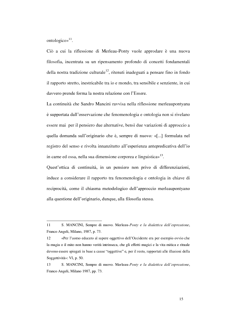 Anteprima della tesi: Il vuoto come rovescio del visibile. Corporeità e linguaggio in Maurice Merleau-Ponty, Pagina 10