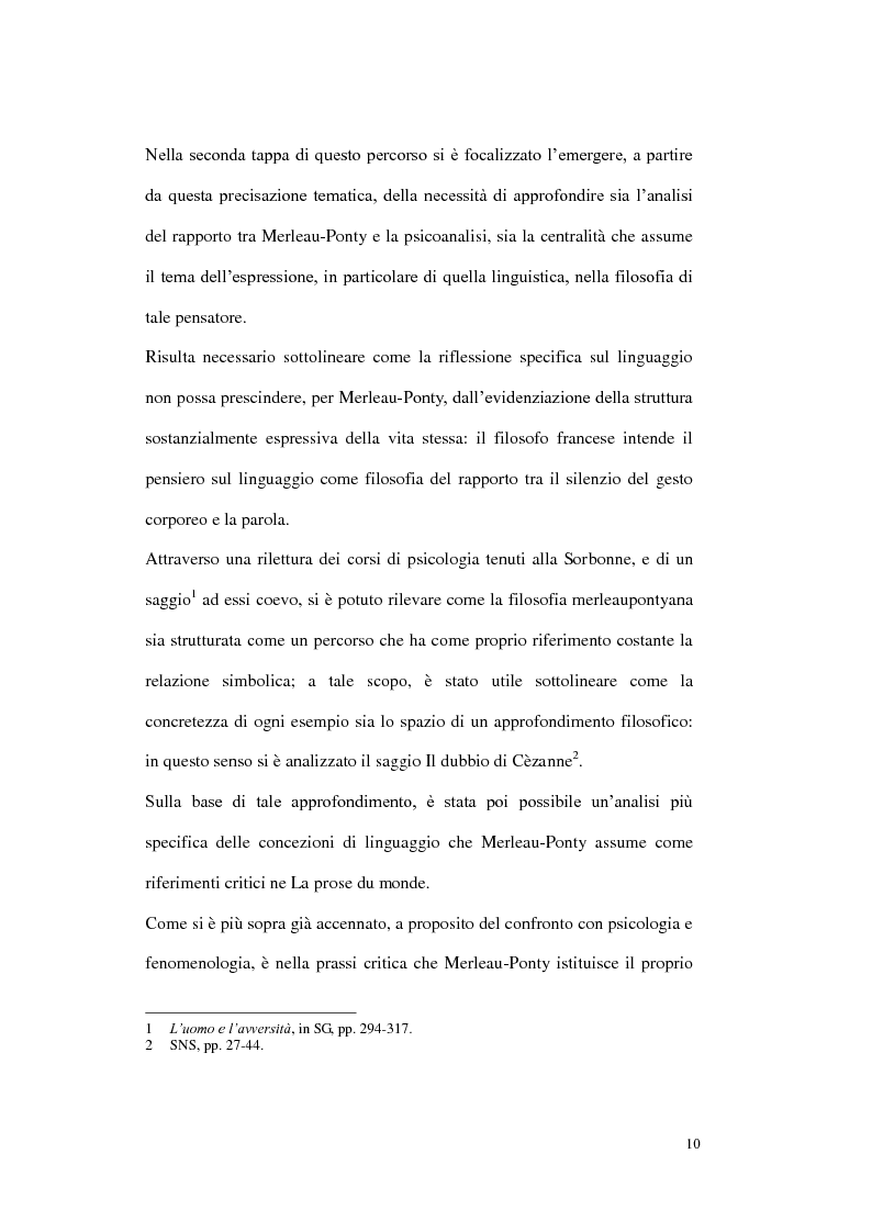 Anteprima della tesi: Il vuoto come rovescio del visibile. Corporeità e linguaggio in Maurice Merleau-Ponty, Pagina 5
