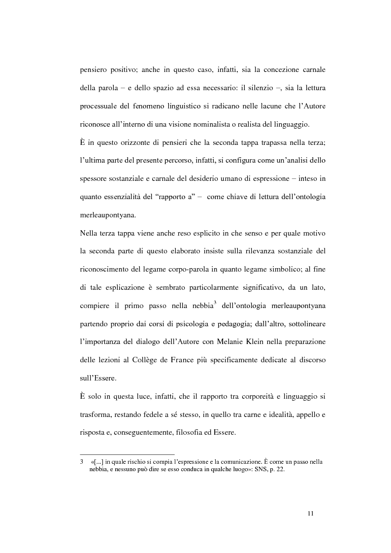 Anteprima della tesi: Il vuoto come rovescio del visibile. Corporeità e linguaggio in Maurice Merleau-Ponty, Pagina 6