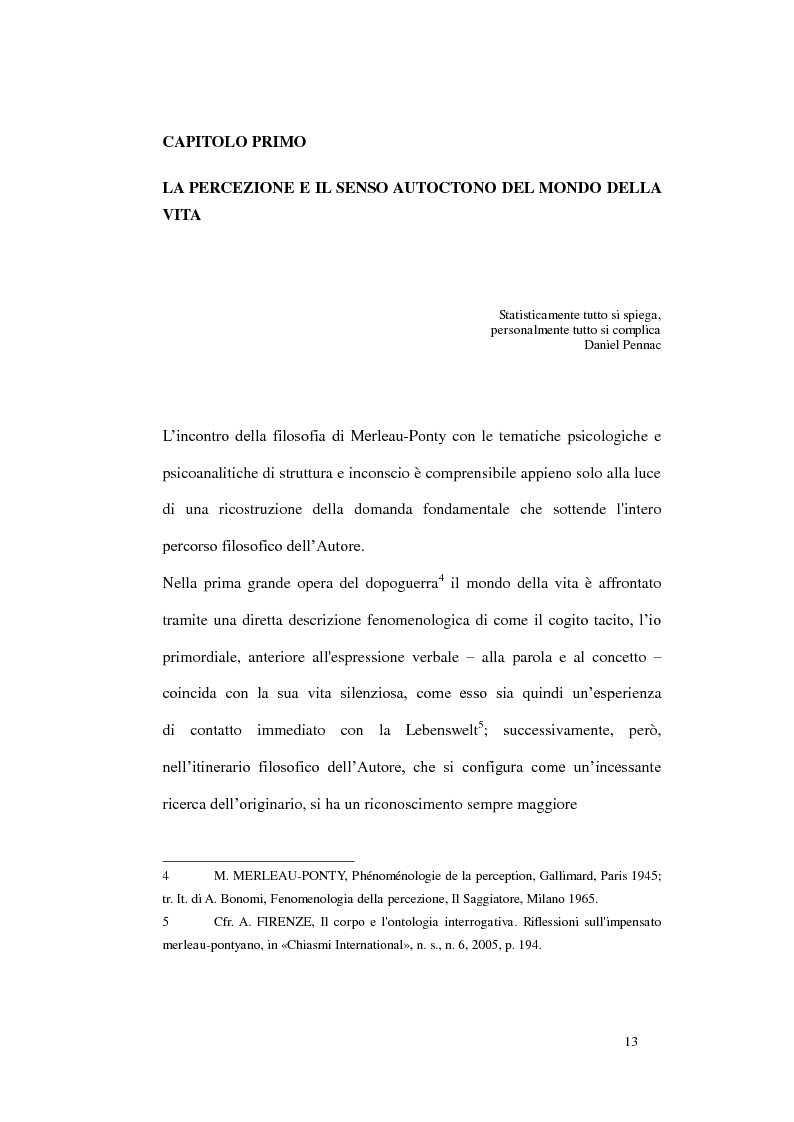 Anteprima della tesi: Il vuoto come rovescio del visibile. Corporeità e linguaggio in Maurice Merleau-Ponty, Pagina 8