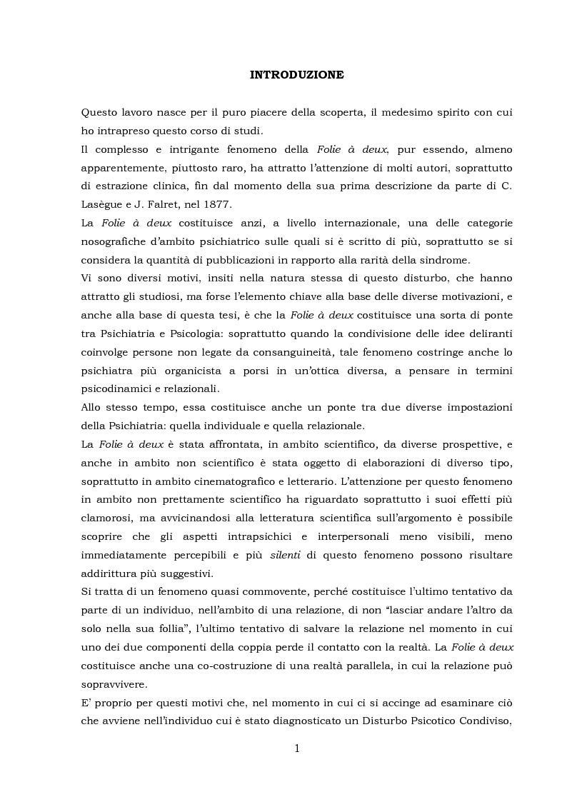 Anteprima della tesi: Folie à deux: dinamiche intrapsichiche e relazionali, Pagina 5