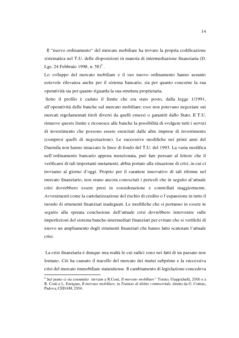 Estratto dalla tesi: Interventi legislativi per tutela e salvaguardia del sistema bancario in presenza di crisi