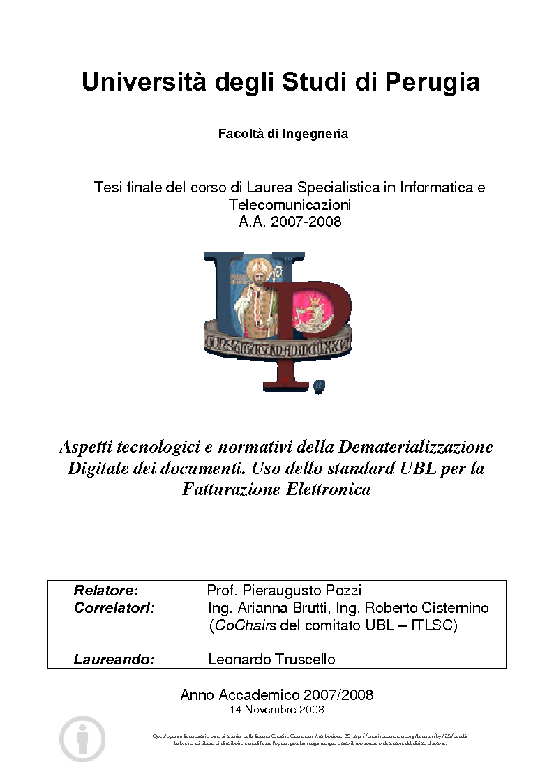 Anteprima della tesi: Aspetti tecnologici e normativi della dematerializzazione digitale dei documenti. Uso dello standard UBL per la fatturazione elettronica., Pagina 1