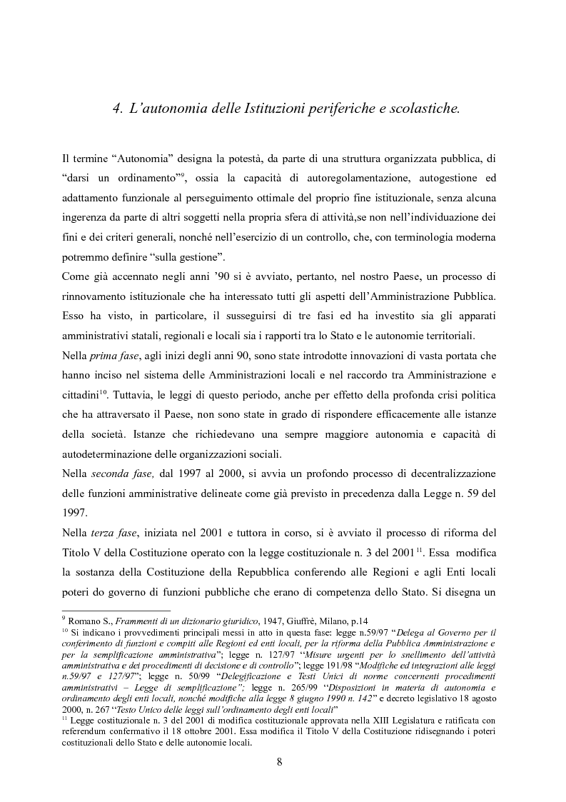 Estratto dalla tesi: L'autonomia delle istituzioni scolastiche