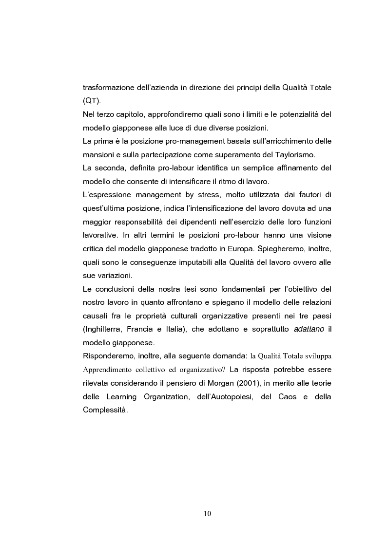 Anteprima della tesi: La qualità e le proprietà culturali organizzative nel modello giapponese, Pagina 8