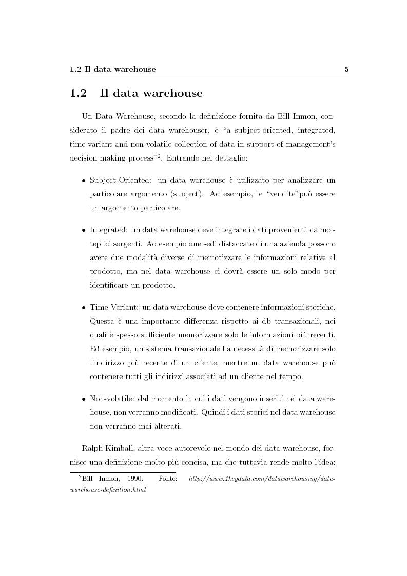 Anteprima della tesi: Business Intelligence e tools: considerazioni sullo sviluppo di un prototipo su piattaforma Oracle e Pentaho, Pagina 10