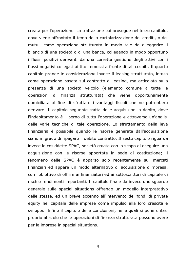 Anteprima della tesi: Le operazioni di finanza strutturata con particolare riguardo alle special situations, Pagina 3