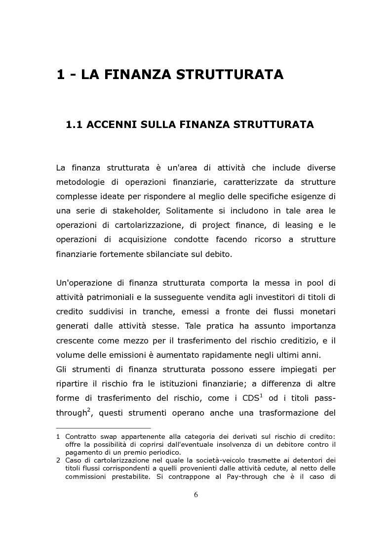 Anteprima della tesi: Le operazioni di finanza strutturata con particolare riguardo alle special situations, Pagina 4