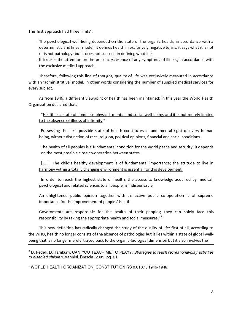 Anteprima della tesi: Quality of Life and Free Time in the Disabled Child – A Play-Area Experience, Pagina 6