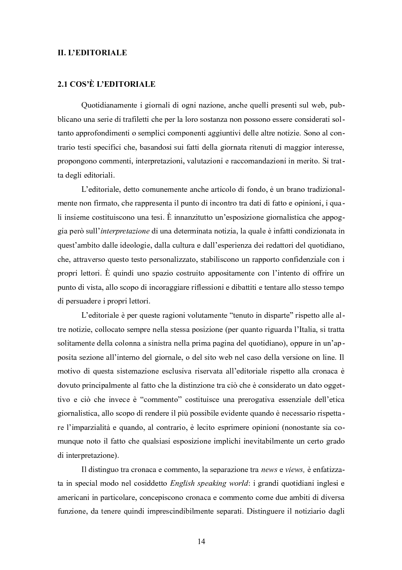 Estratto dalla tesi: Il linguaggio degli editoriali tra opinione e persuasione