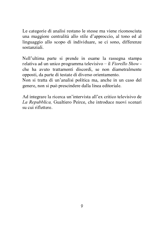Anteprima della tesi: Dai programmi televisivi alla stampa. Analisi della critica televisiva., Pagina 4